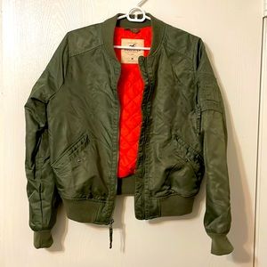 Green Hollister bomber jacket, size M